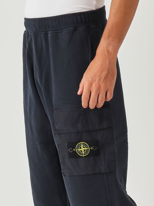 4. Pantalón de hombre de felpa perchada de algodón orgánico Azul marino Stone Island k2s156200003s0a20