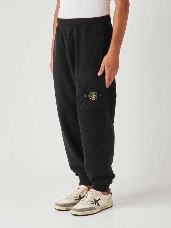 2. Pantalón de hombre de felpa perchada de algodón orgánico Negro Stone Island k2s156200003s0a20