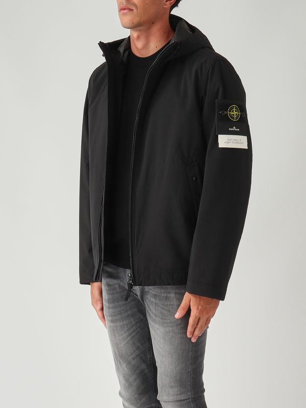 Stone Island Soft shell-R_E.DYE Technology jacket for men - Black