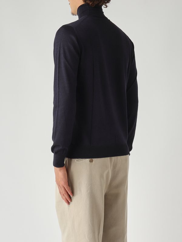 4. Jersey de hombre de cuello perkins en lana virgen y seda Azul marino Gran Sasso 5713113190
