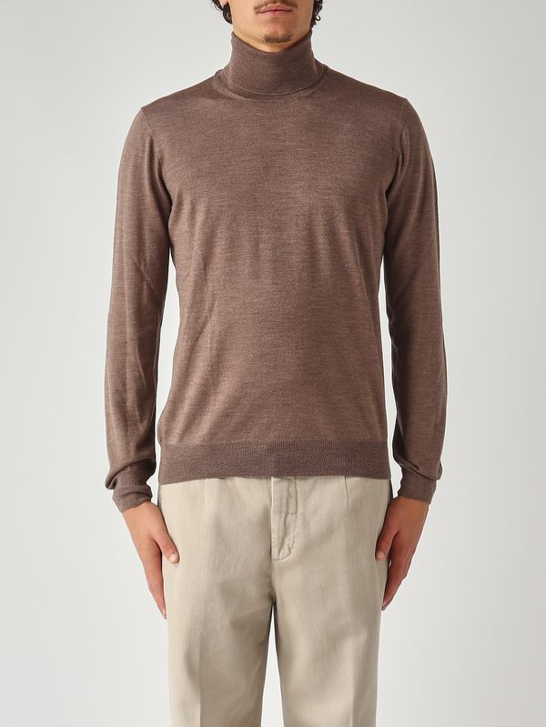 1. Jersey de hombre de cuello perkins en lana virgen y seda Camello Gran Sasso 5713113190