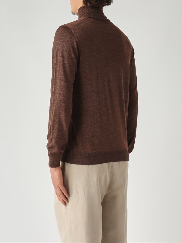 4. Jersey de hombre de cuello perkins en lana virgen y seda Chocolate Gran Sasso 5713113190