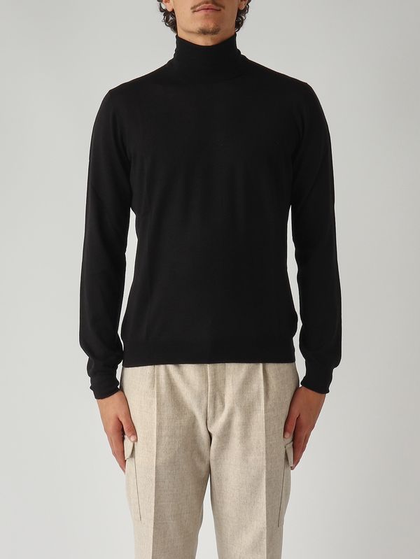1. Jersey de hombre de cuello perkins en lana virgen y seda Negro Gran Sasso 5713113190