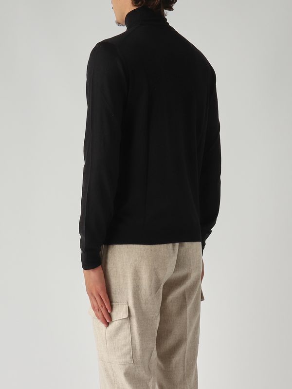 4. Jersey de hombre de cuello perkins en lana virgen y seda Negro Gran Sasso 5713113190