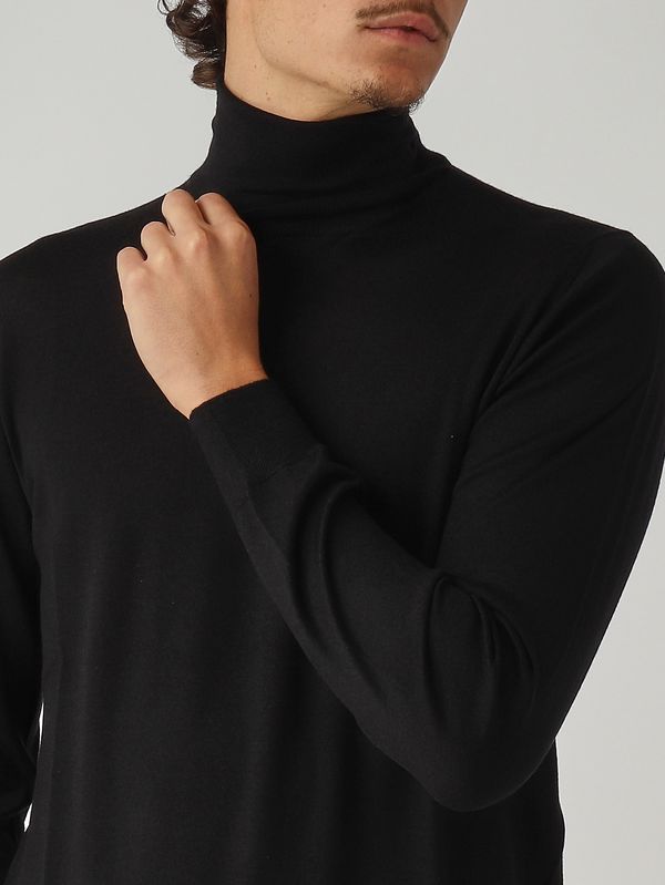 5. Jersey de hombre de cuello perkins en lana virgen y seda Negro Gran Sasso 5713113190