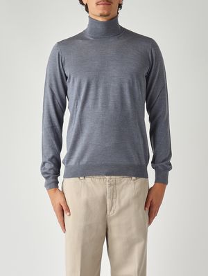 1. Jersey de hombre de cuello perkins en lana virgen y seda Avio