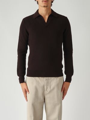 Herrenpullover aus Merinowolle im Punto-Milano-Strick Mohrenkopf Gran Sasso