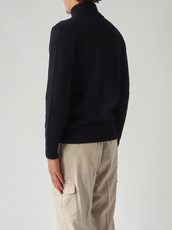 4. Cardigan en laine mérinos extrafine pour homme Bleu marine Gran Sasso 1310814272
