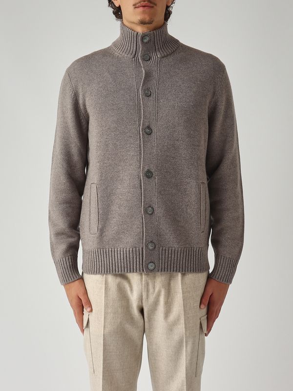 1. Cardigan en laine mérinos extrafine pour homme Gris taupe Gran Sasso 1310814272