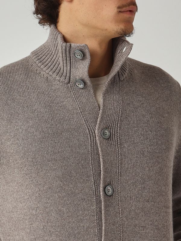 5. Cardigan en laine mérinos extrafine pour homme Gris taupe Gran Sasso 1310814272