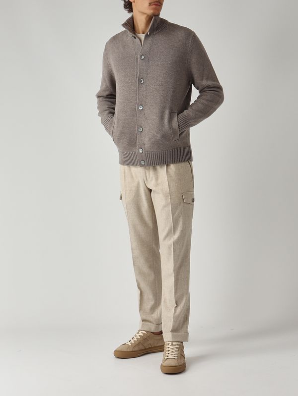 2. Cardigan en laine mérinos extrafine pour homme Gris taupe Gran Sasso 1310814272