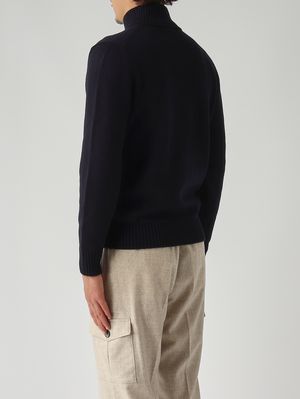 4. Cardigan en laine mérinos extrafine pour homme Bleu marine