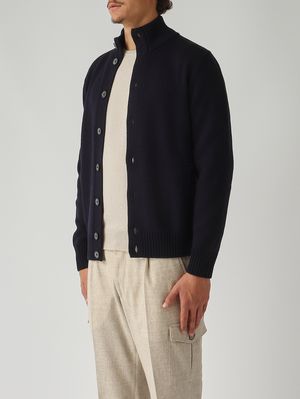 3. Cardigan en laine mérinos extrafine pour homme Bleu marine
