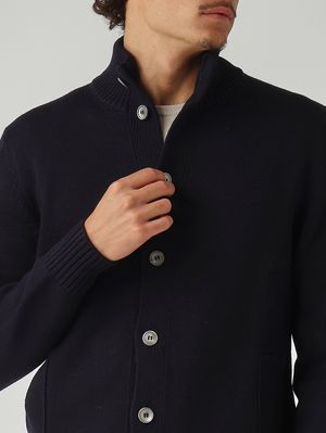 5. Cardigan en laine mérinos extrafine pour homme Bleu marine