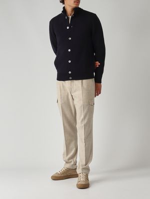 2. Cardigan en laine mérinos extrafine pour homme Bleu marine