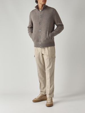 2. Cardigan en laine mérinos extrafine pour homme Gris taupe