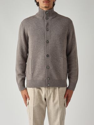 1. Cardigan en laine mérinos extrafine pour homme Gris taupe