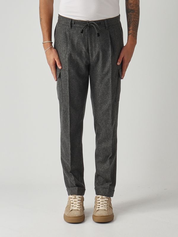 1. Stretch virgin wool cargo trousers for men Gray Gran Sasso 7611151306