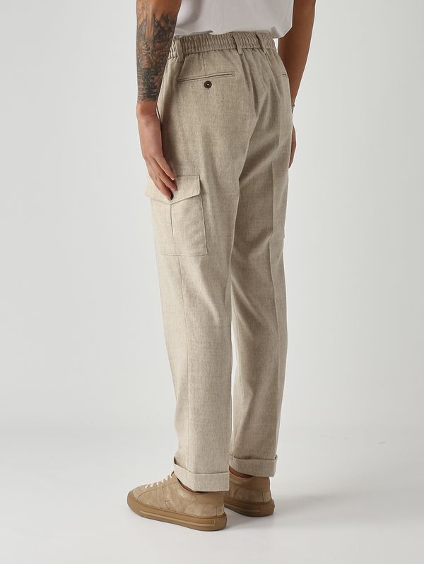 4. Stretch virgin wool cargo trousers for men Natural Gran Sasso 7611151306