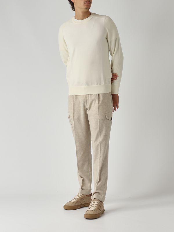 2. Stretch virgin wool cargo trousers for men Natural Gran Sasso 7611151306