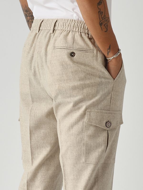 5. Stretch virgin wool cargo trousers for men Natural Gran Sasso 7611151306