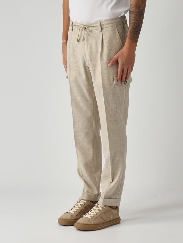 3. Stretch virgin wool cargo trousers for men Natural Gran Sasso 7611151306
