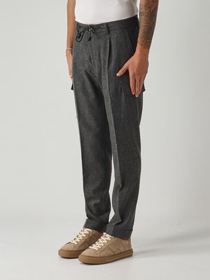 3. Stretch virgin wool cargo trousers for men Gray