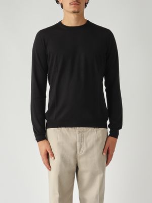 Men's wool and silk sweater Black Gran Sasso