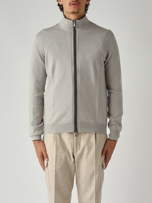 Herrenpullover aus extrafeiner Merinowolle Taubengrau Gran Sasso