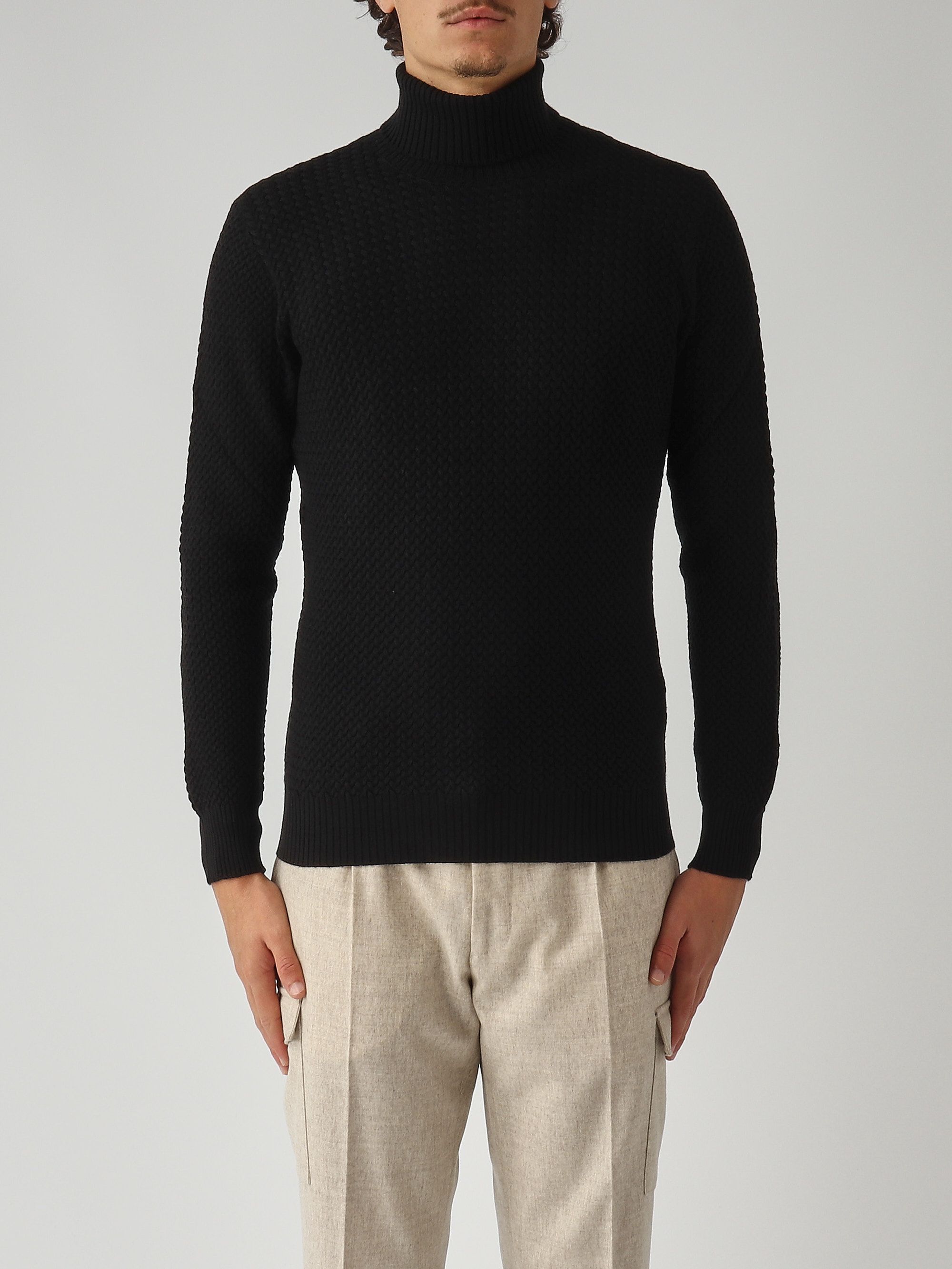 Col roulé point panier en laine mérinos extra fine pour homme ...