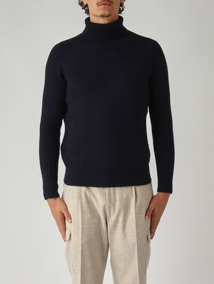 Col roulé en laine vierge Rain Wool pour homme bleu marine Gran Sasso