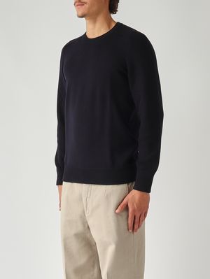 5. Jersey de hombre de lana virgen Rain Wool punto Milano Azul marino