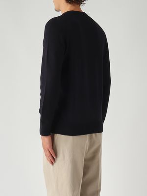7. Jersey de hombre de lana virgen Rain Wool punto Milano Azul marino