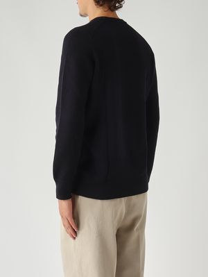 8. Jersey de hombre de lana virgen Rain Wool punto Milano Azul marino