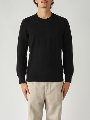 1. Jersey de hombre de lana virgen Rain Wool punto Milano Negro