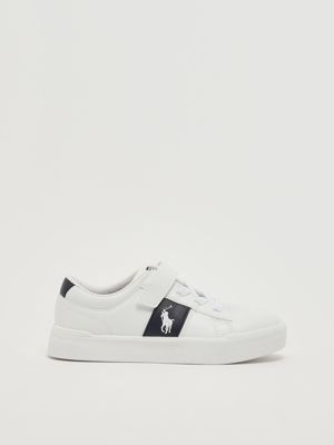 Kindersneakers aus Kunstleder Weiß-Blau Polo Ralph Lauren