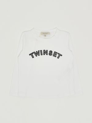 Stretch cotton T-shirt for girls White Twinset