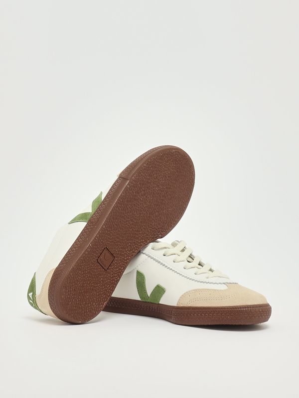 4. Volley smooth and suede leather sneakers for women White-Green Veja vo2020875