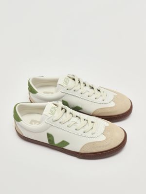 2. Volley smooth and suede leather sneakers for women White-Green
