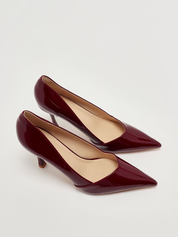 2. Regor imitation patent leather pumps for women Plum Twentyfourhaitch s0016