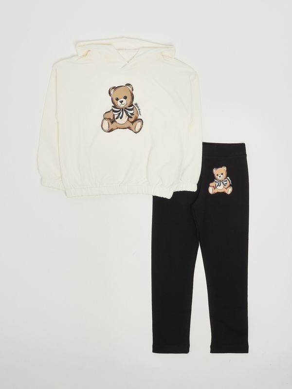 1. Ensemble fille en coton extensible Blanc-Noir Moschino hdk036lda16