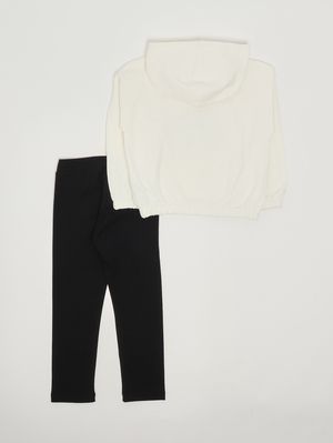 2. Ensemble fille en coton extensible Blanc-Noir