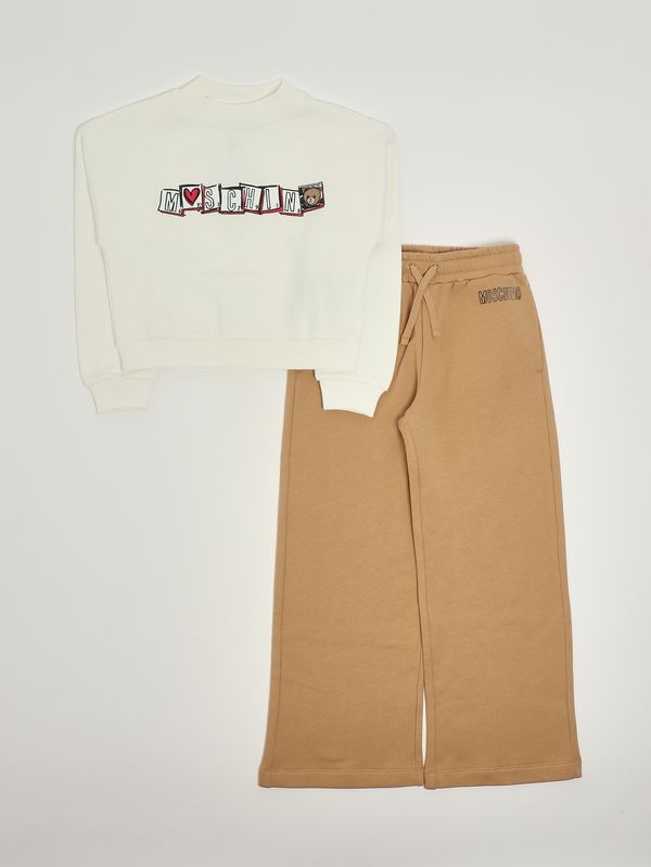 1. Ensemble fille en coton stretch Blanc-Chameau Moschino hdk037lca58