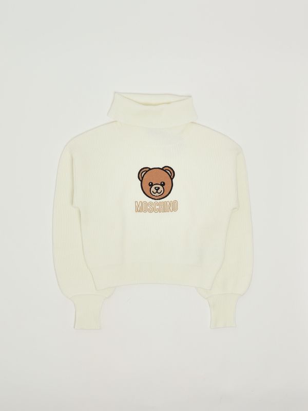 1. Turtleneck girl's sweater in viscose blend White Moschino hdw02alhe77