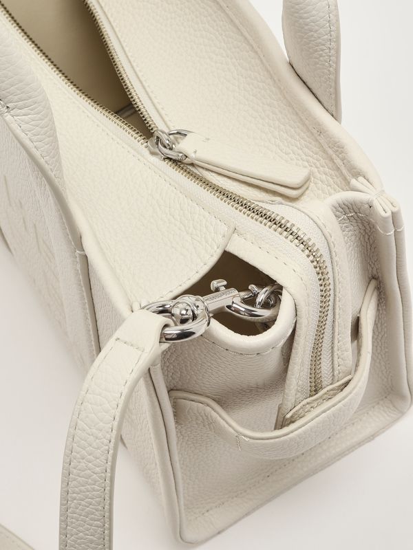 5. The Leather Small Tote Bag Small in full-grain leather for women Cotton-Silver Marc Jacobs h009l01sp21