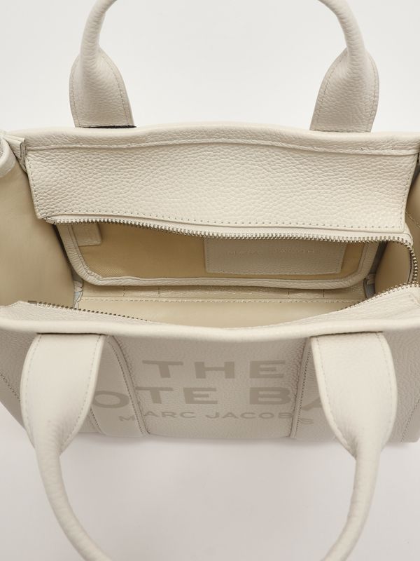 4. The Leather Small Tote Bag Small in full-grain leather for women Cotton-Silver Marc Jacobs h009l01sp21