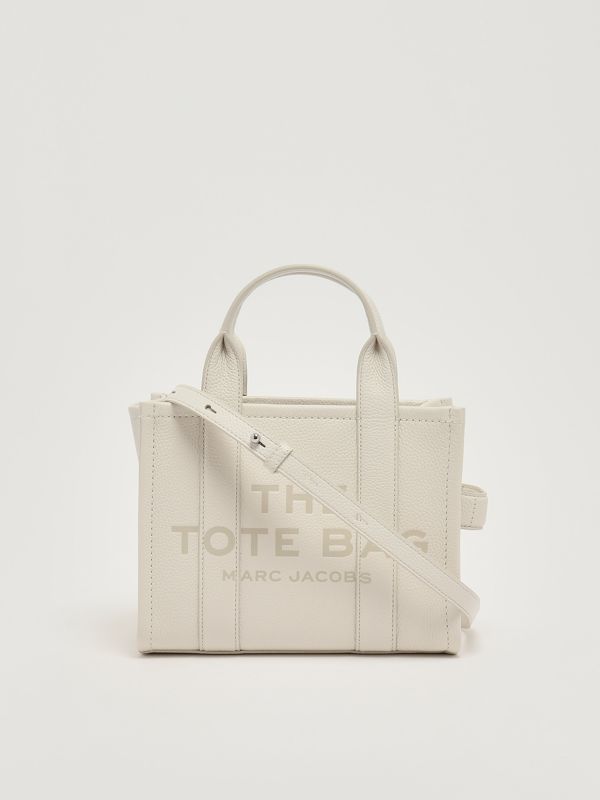 3. The Leather Small Tote Bag Small in full-grain leather for women Cotton-Silver Marc Jacobs h009l01sp21