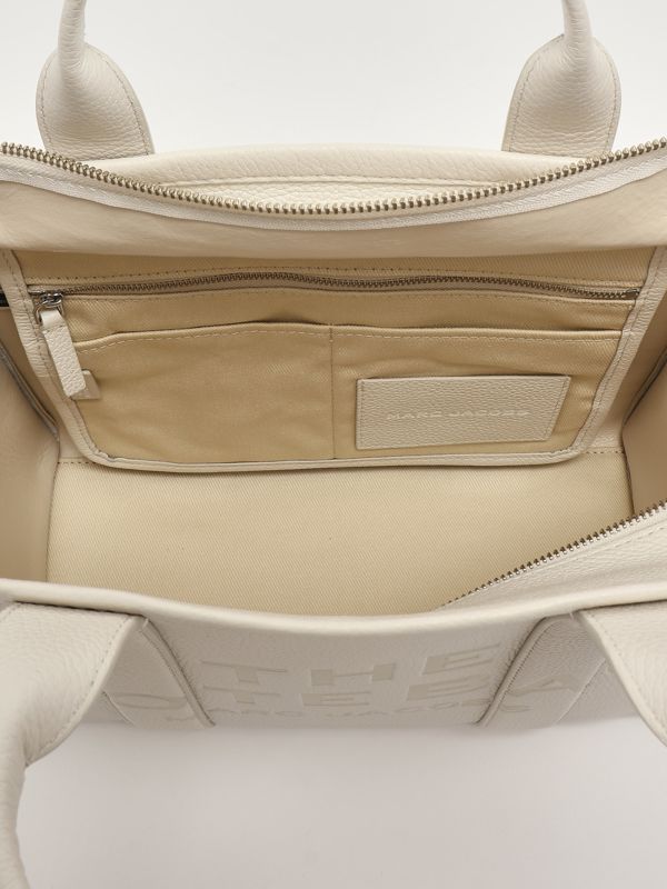 4. The Leather Medium Tote Bag in full grain leather for women Cotton-Silver Marc Jacobs h004l01pf21