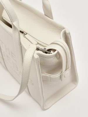 5. The Leather Medium Tote Bag in full grain leather for women Cotton-Silver