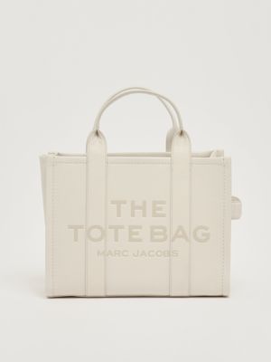 Borsa donna The Tote Bag media in pelle pieno fiore Cotton-Silver Marc Jacobs